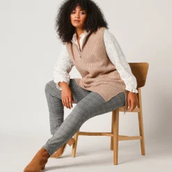Legging<Blancheporte Legging met ingeweven ruitjes, elastische taille zwart / beige