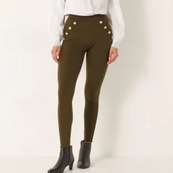 Feestoutfits Dames|Legging<Blancheporte Legging met knooppandeffect, elastische taille kaki