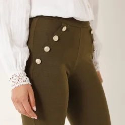Feestoutfits Dames|Legging<Blancheporte Legging met knooppandeffect, elastische taille kaki