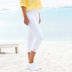 Legging<Blancheporte 3/4-legging met knopen onderaan wit