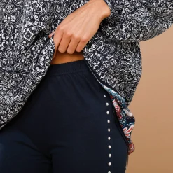 Feestoutfits Dames|Legging<Lora Zellini Legging met sierspijkers marine
