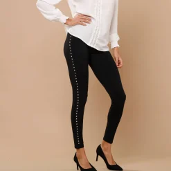 Feestoutfits Dames|Legging<Lora Zellini Legging met sierspijkers zwart
