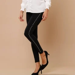 Feestoutfits Dames|Legging<Lora Zellini Legging met sierspijkers zwart