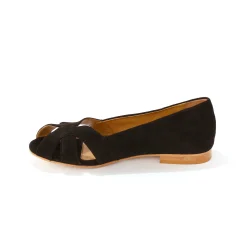 Ballerina's|Schoenen<Blancheporte Leren ballerina's met open neus zwart