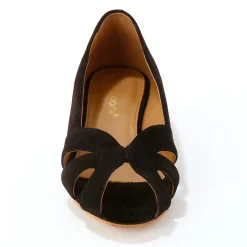 Ballerina's|Schoenen<Blancheporte Leren ballerina's met open neus zwart