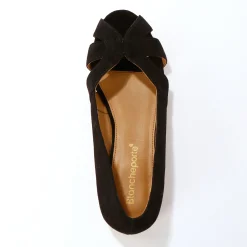 Ballerina's|Schoenen<Blancheporte Leren ballerina's met open neus zwart