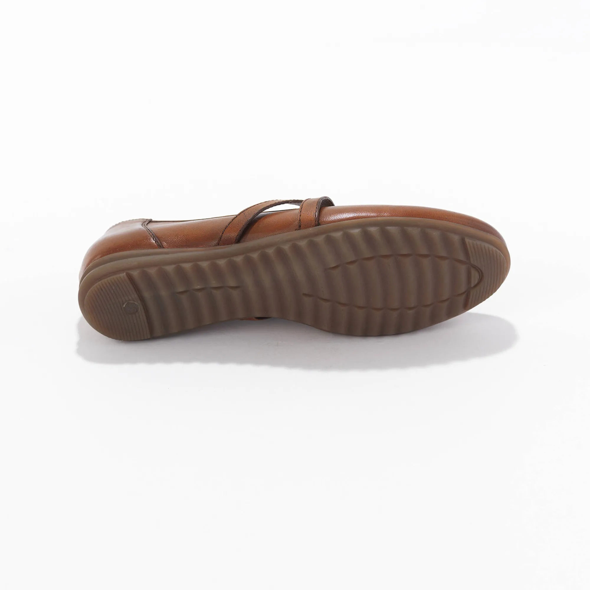 Ballerina's|Schoenen<Blancheporte Leren ballerina's met riempjes karamel