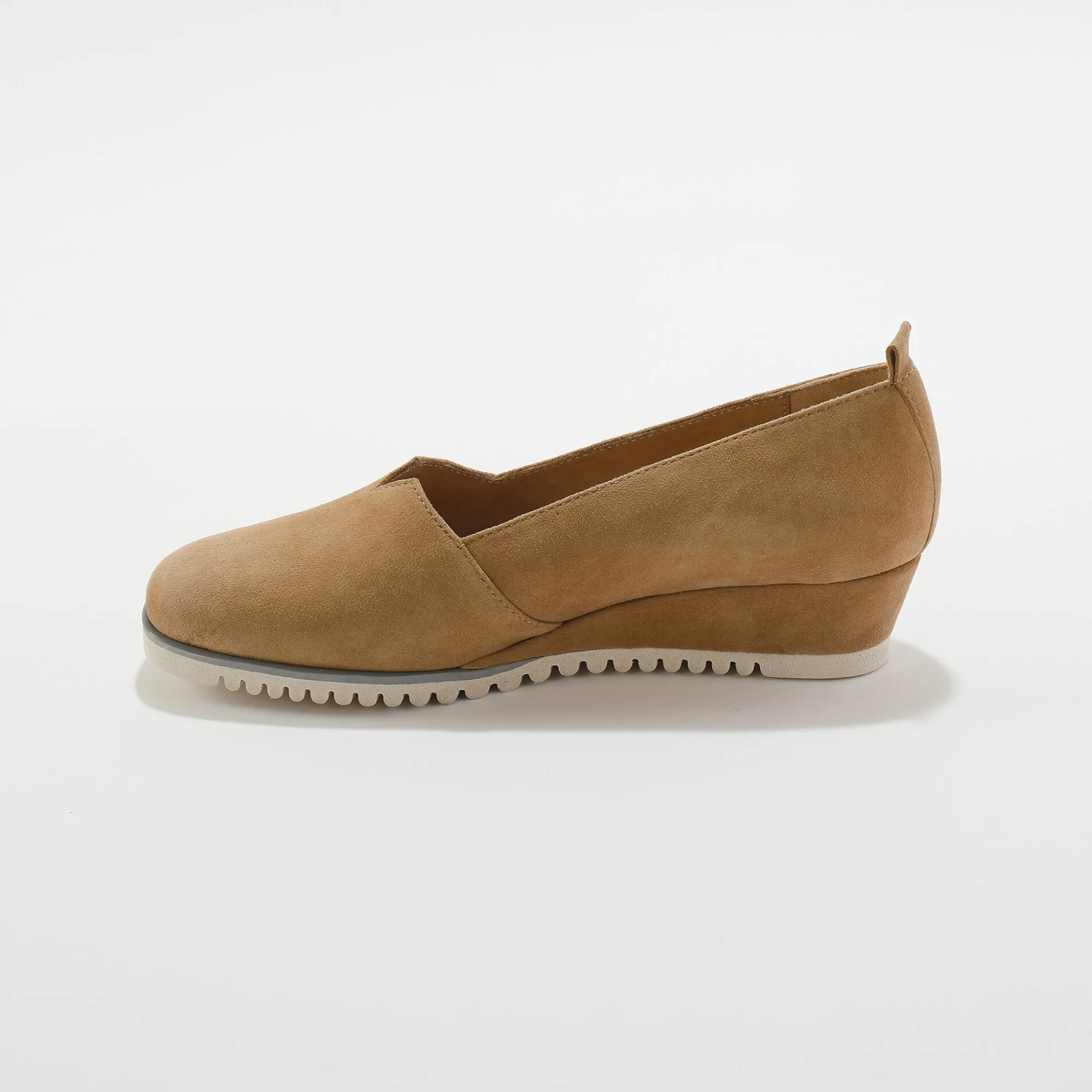 Ballerina's|Schoenen<Blancheporte Leren ballerina's met sleehak - marine taupe