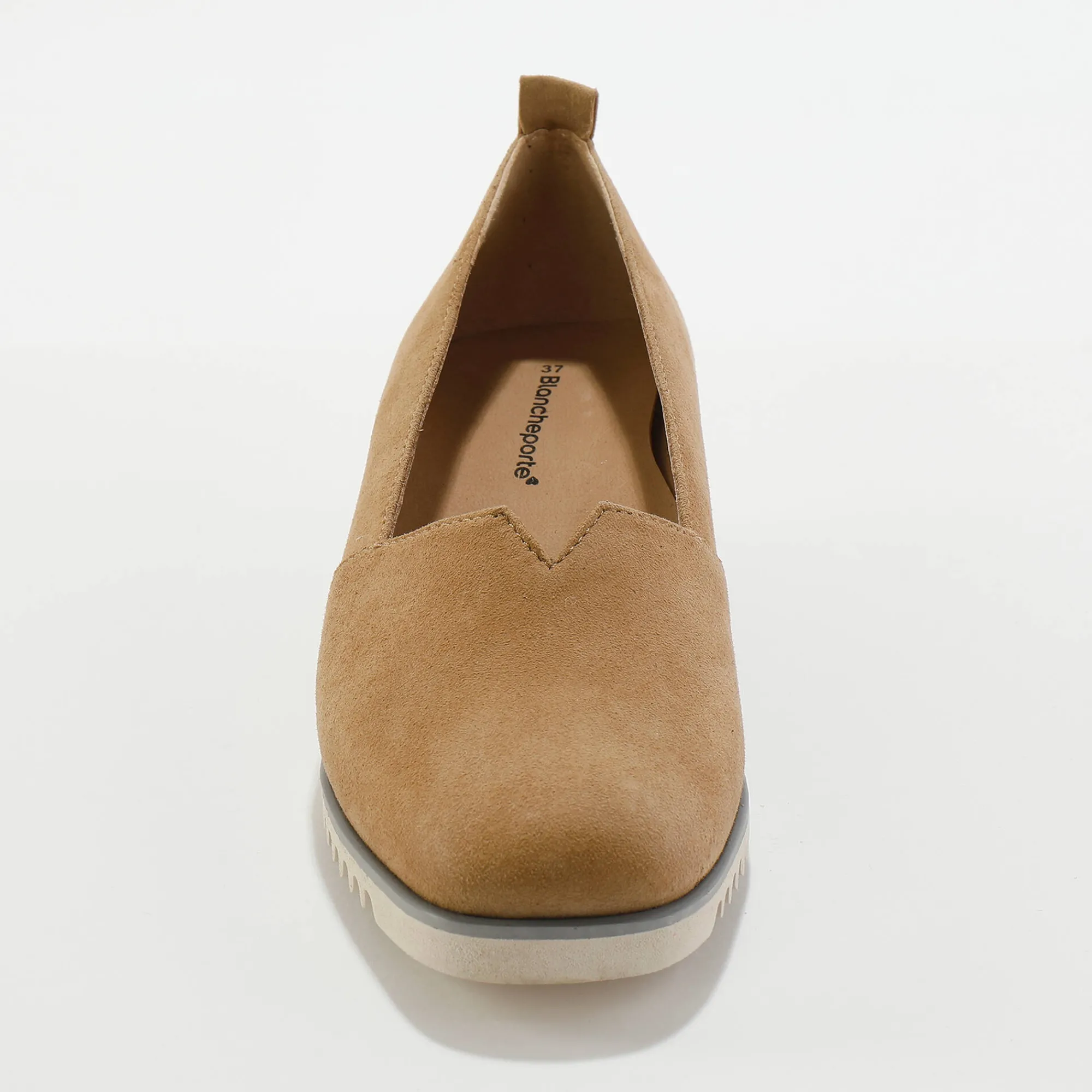 Ballerina's|Schoenen<Blancheporte Leren ballerina's met sleehak - marine taupe