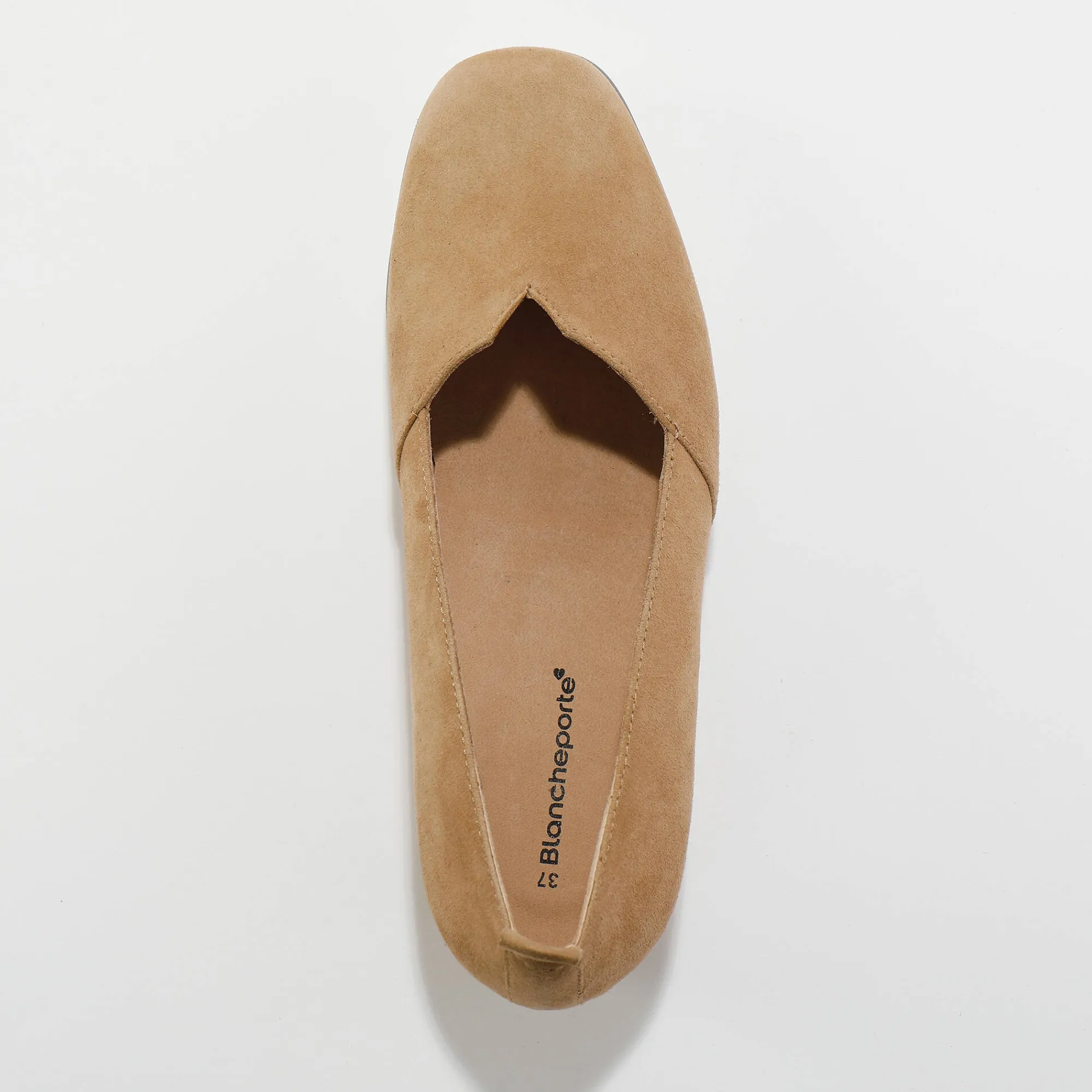 Ballerina's|Schoenen<Blancheporte Leren ballerina's met sleehak - marine taupe