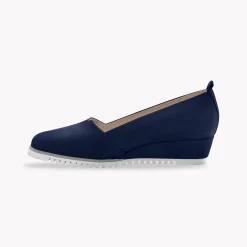 Ballerina's|Schoenen<Blancheporte Leren ballerina's met sleehak - marine