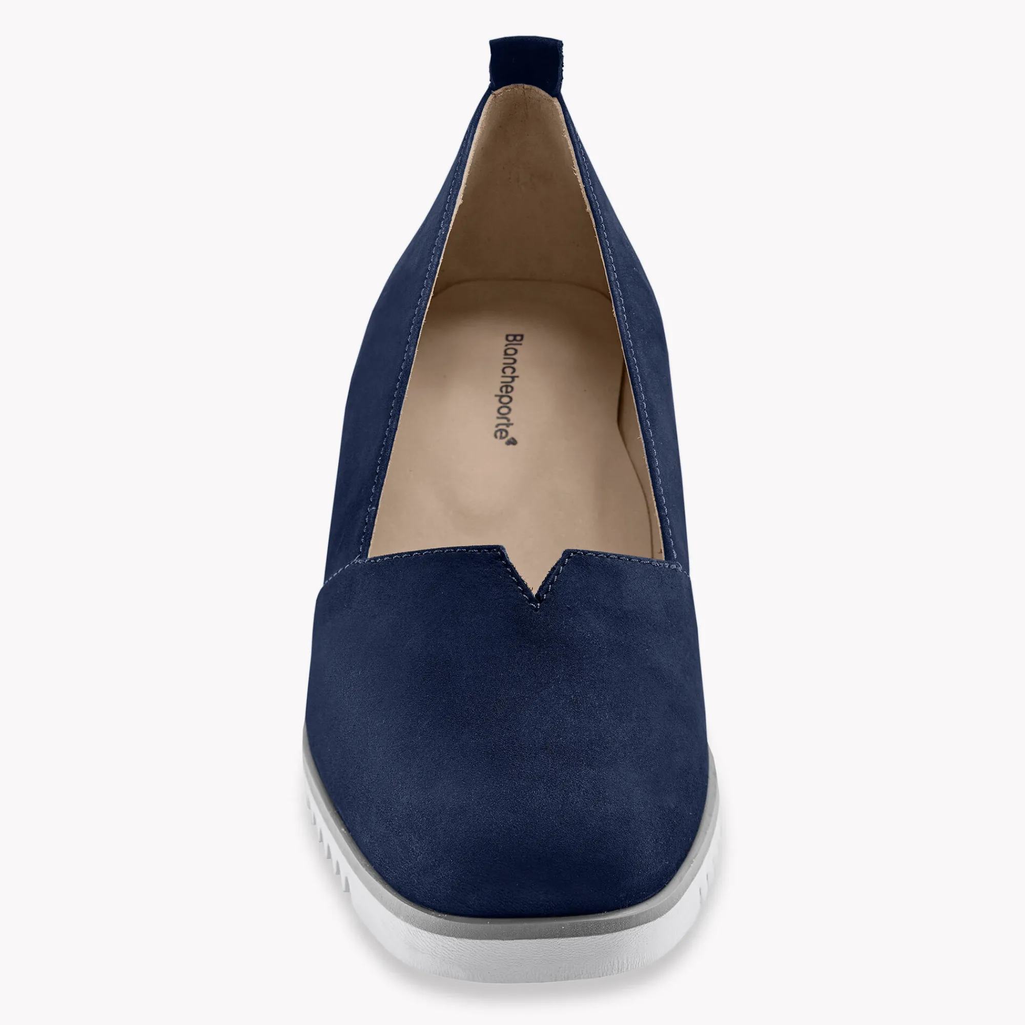 Ballerina's|Schoenen<Blancheporte Leren ballerina's met sleehak - marine
