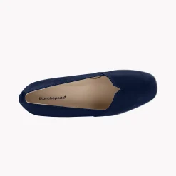 Ballerina's|Schoenen<Blancheporte Leren ballerina's met sleehak - marine