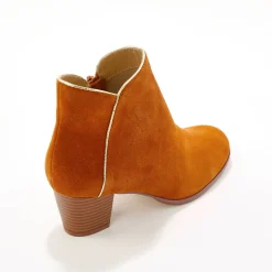 Feestelijke Schoenen|Bottines En Boots<Blancheporte Leren boots met goudkleurig biesje karamel