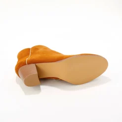 Feestelijke Schoenen|Bottines En Boots<Blancheporte Leren boots met goudkleurig biesje karamel