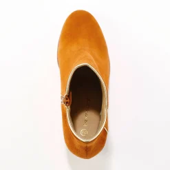 Feestelijke Schoenen|Bottines En Boots<Blancheporte Leren boots met goudkleurig biesje karamel