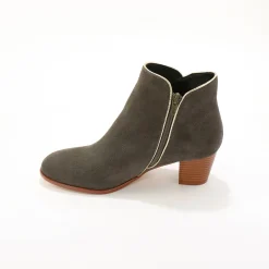 Feestelijke Schoenen|Bottines En Boots<Blancheporte Leren boots met goudkleurig biesje grijs