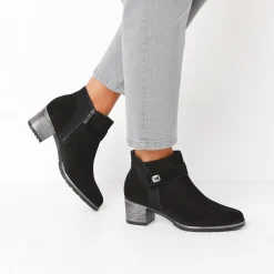 Bottines En Boots|Schoenen<Blancheporte Leren boots met hak zwart