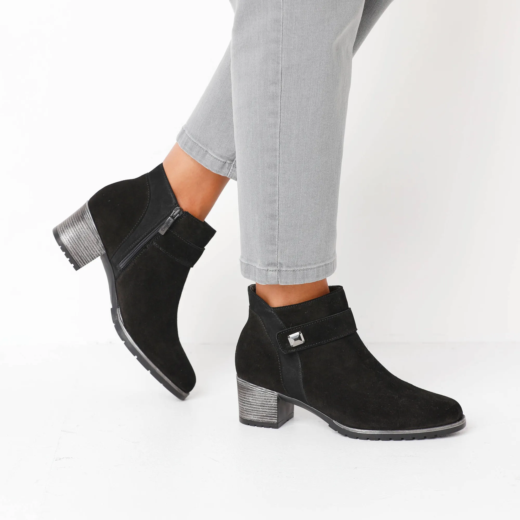 Bottines En Boots|Schoenen<Blancheporte Leren boots met hak zwart