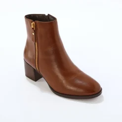 Feestelijke Schoenen|Bottines En Boots<Blancheporte Leren boots met rits bruin