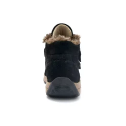 Bottines En Boots|Schoenen<PédiConfort Leren boots met scratchriempjes en bontrand zwart