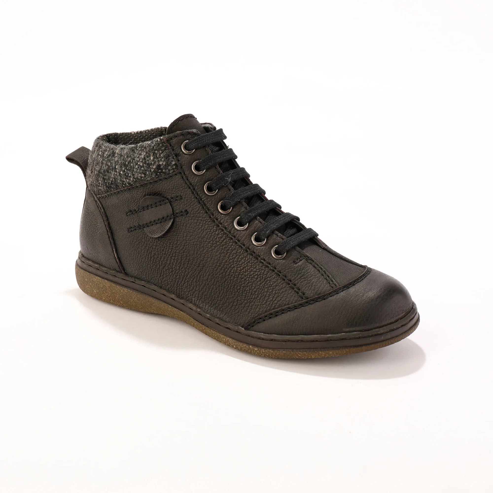 Bottines En Boots|Schoenen<Blancheporte Leren boots met veters en rits zwart