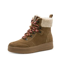 Bottines En Boots|Schoenen<Tamaris Leren boots met veters en comfortbreedte, kleur karamel
