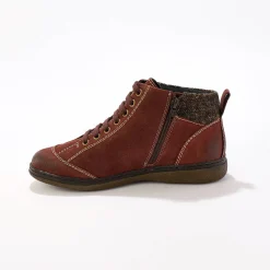 Bottines En Boots|Schoenen<Blancheporte Leren boots met veters en rits bordeaux