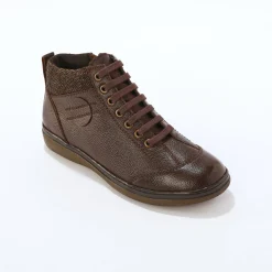 Bottines En Boots|Schoenen<Blancheporte Leren boots met veters en rits chocolade