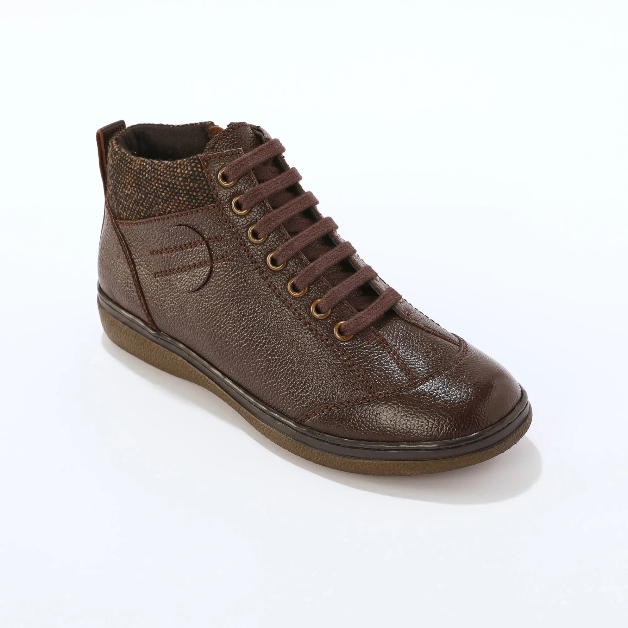 Bottines En Boots|Schoenen<Blancheporte Leren boots met veters en rits chocolade