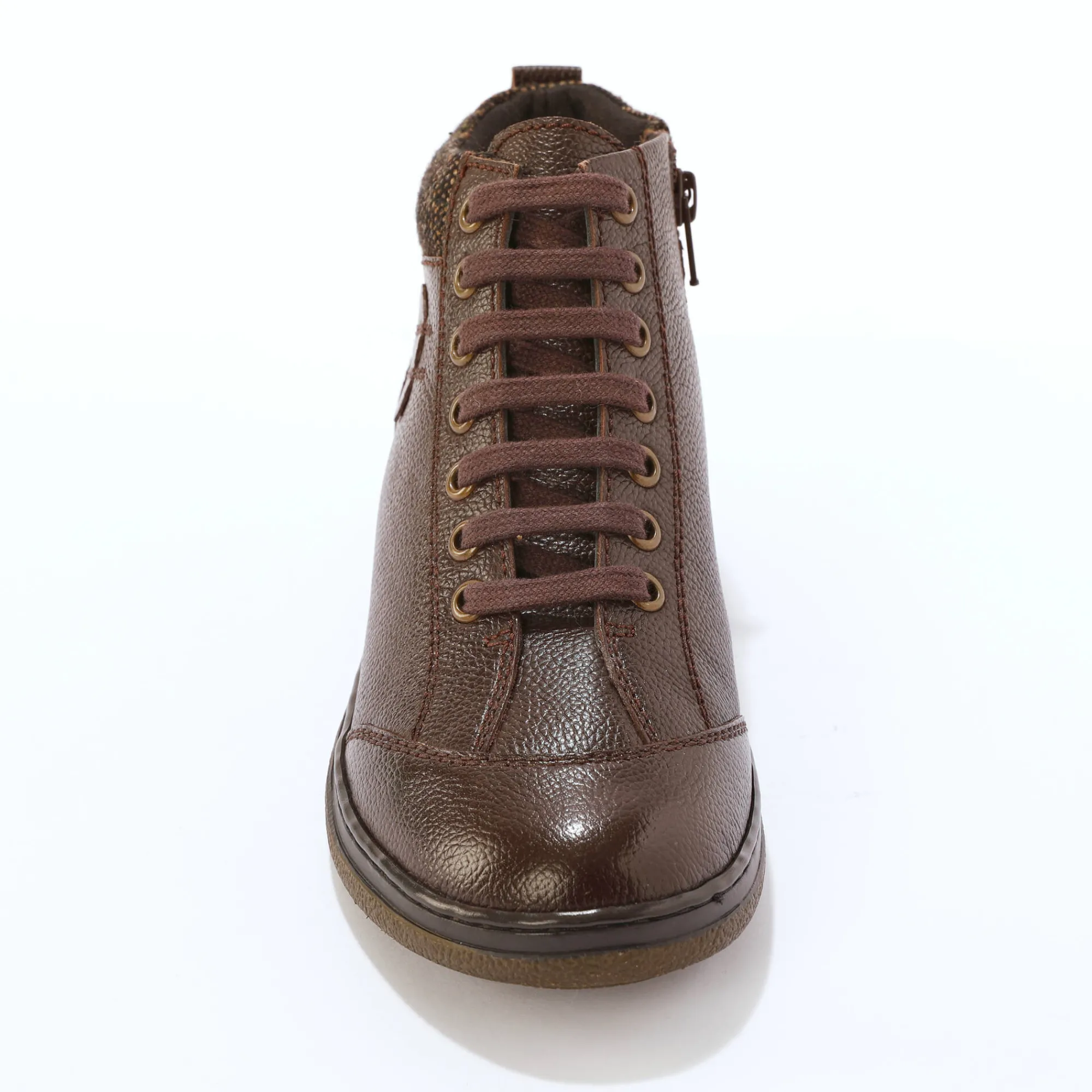 Bottines En Boots|Schoenen<Blancheporte Leren boots met veters en rits chocolade