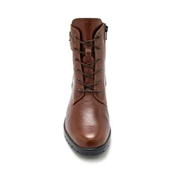 Bottines En Boots|Schoenen<PédiConfort Leren bottines met hak, rits en veters bruin