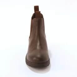 Schoenen|Schoenen Heren<Blancheporte Leren Chelsea boots, elastische zijkanten en dikke zool donkerbruin