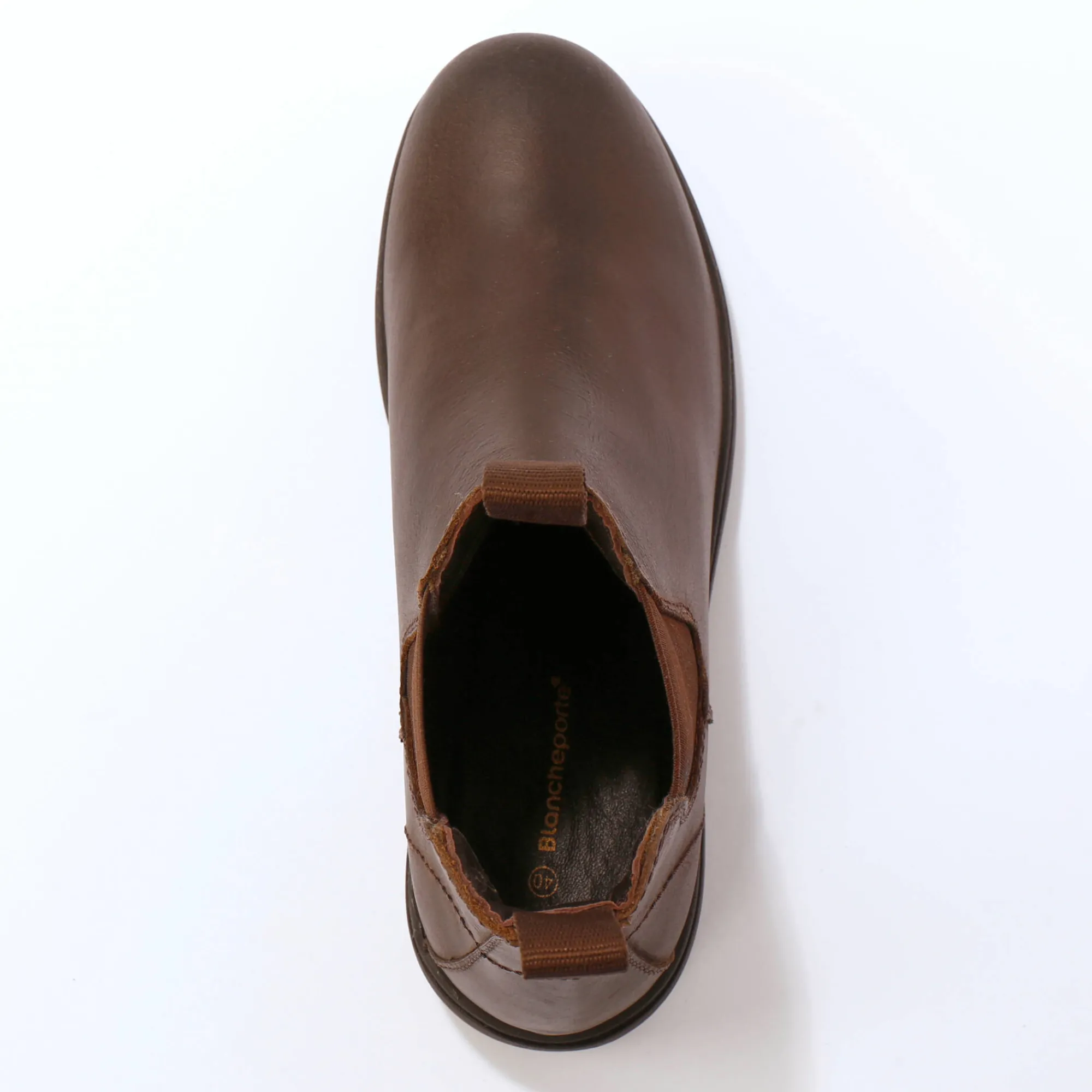 Schoenen|Schoenen Heren<Blancheporte Leren Chelsea boots, elastische zijkanten en dikke zool donkerbruin