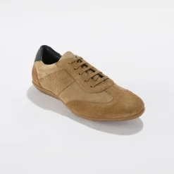 Schoenen|Schoenen Heren<Blancheporte Leren Derbies met vetersluiting en geperforeerde details taupe