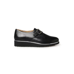 Derby's En Mocassins|Schoenen<PédiConfort Leren derby's met sleehak en gesp zwart