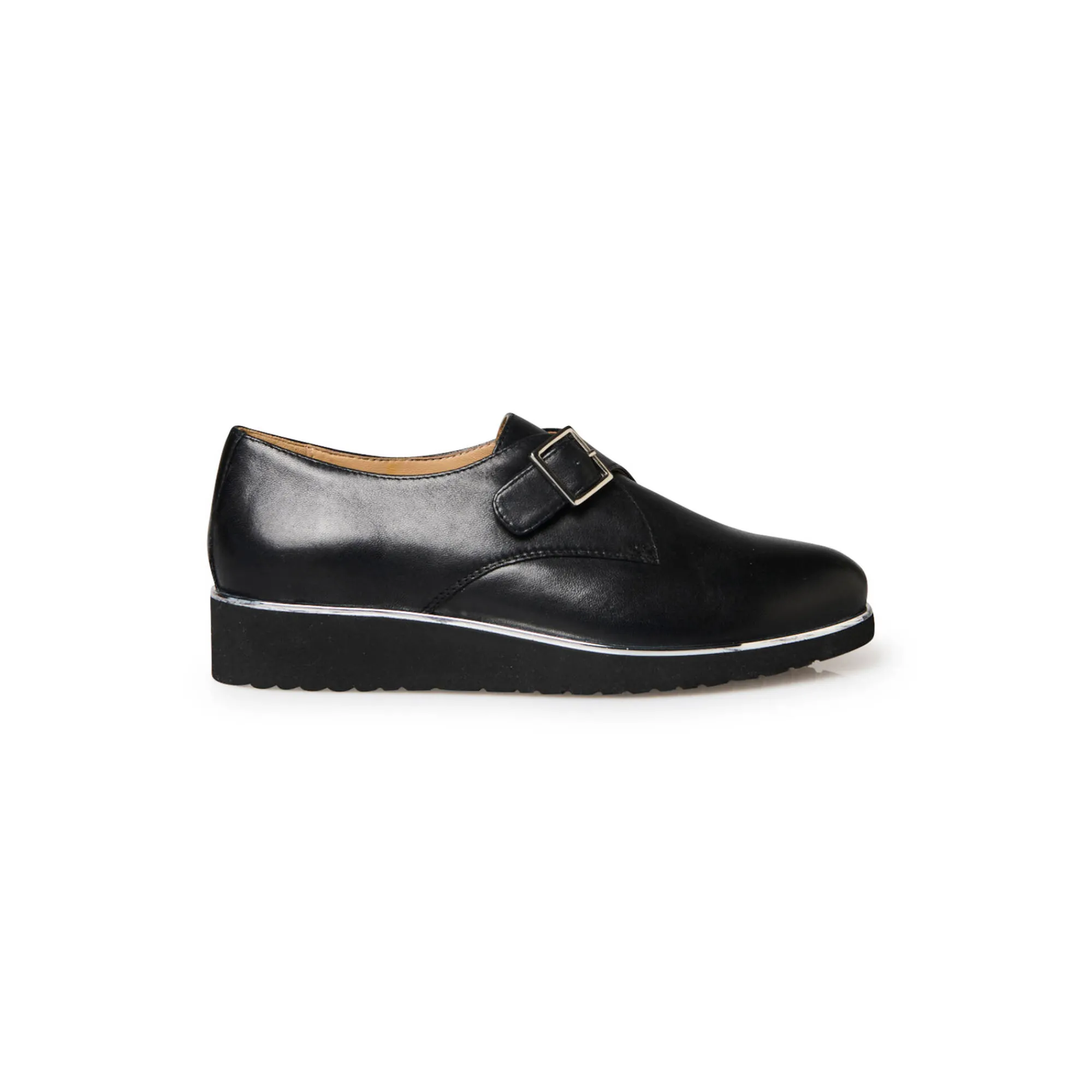 Derby's En Mocassins|Schoenen<PédiConfort Leren derby's met sleehak en gesp zwart