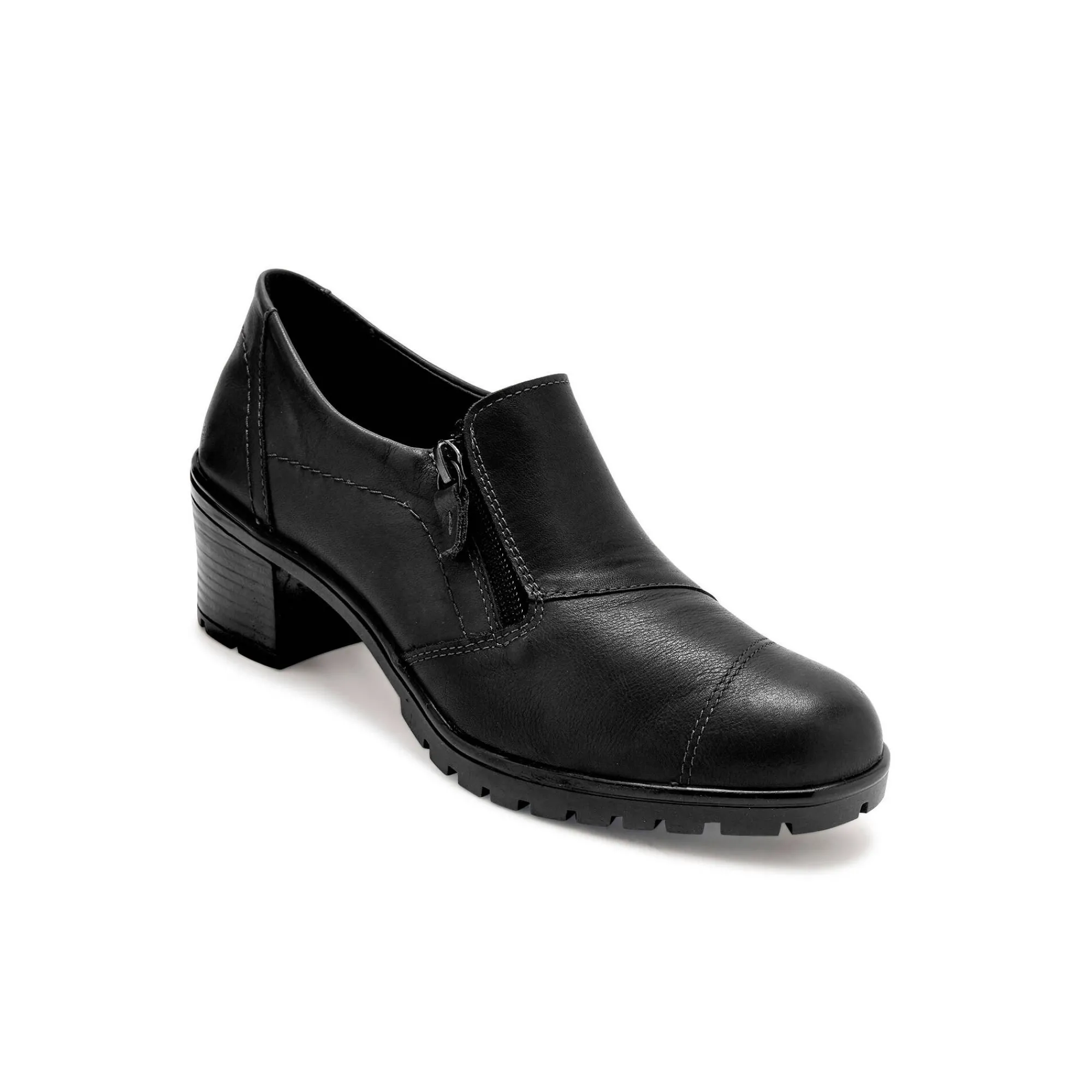 Derby's En Mocassins|Schoenen<PédiConfort Leren hakschoenen met rits zwart