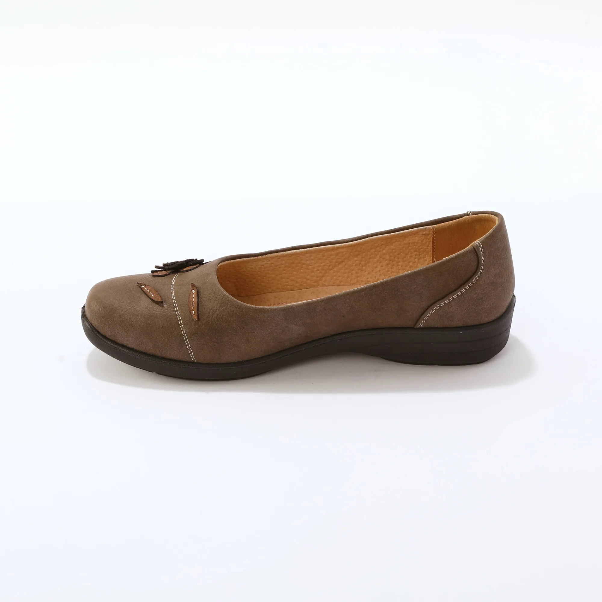 Ballerina's|Schoenen<Blancheporte Leren laarzen, speciaal voor brede kuiten taupe