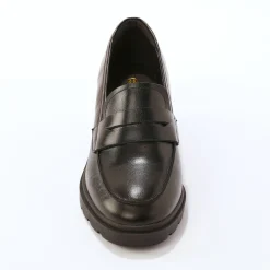 Derby's En Mocassins|Schoenen<Blancheporte Leren mocassins met hak, gekartelde zool zwart