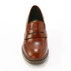 Feestelijke Schoenen|Derby's En Mocassins<Blancheporte Leren mocassins met hak, gekartelde zool bruin