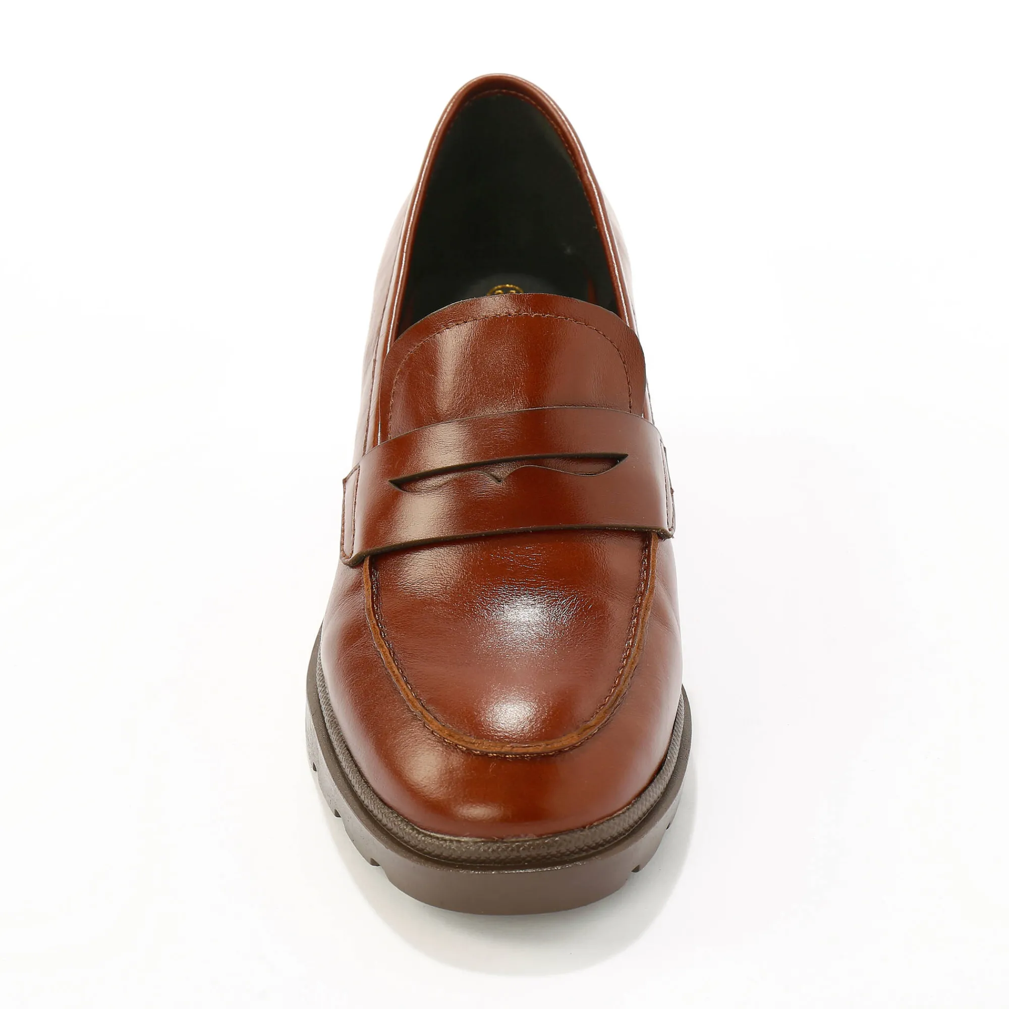 Feestelijke Schoenen|Derby's En Mocassins<Blancheporte Leren mocassins met hak, gekartelde zool bruin