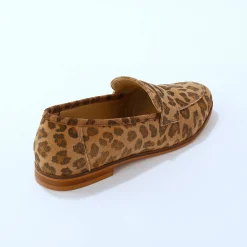 Derby's En Mocassins|Schoenen<Blancheporte Leren mocassins met luipaardmotief beige