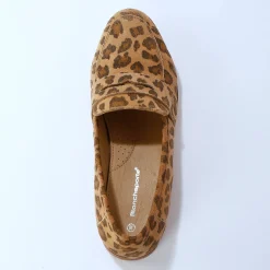 Derby's En Mocassins|Schoenen<Blancheporte Leren mocassins met luipaardmotief beige