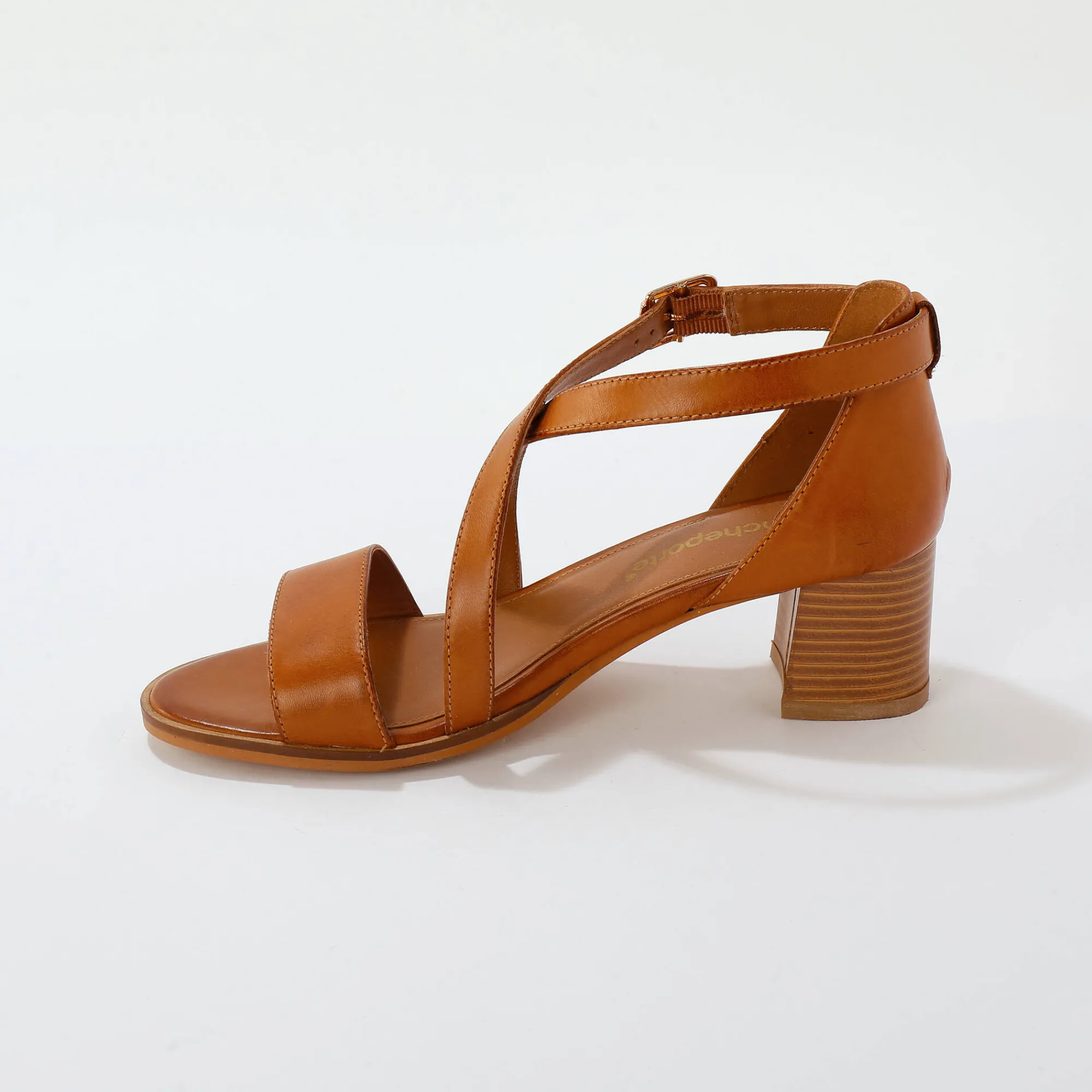 Sandalen En Espadrilles|Schoenen<Blancheporte Leren sandalen met hak bruin