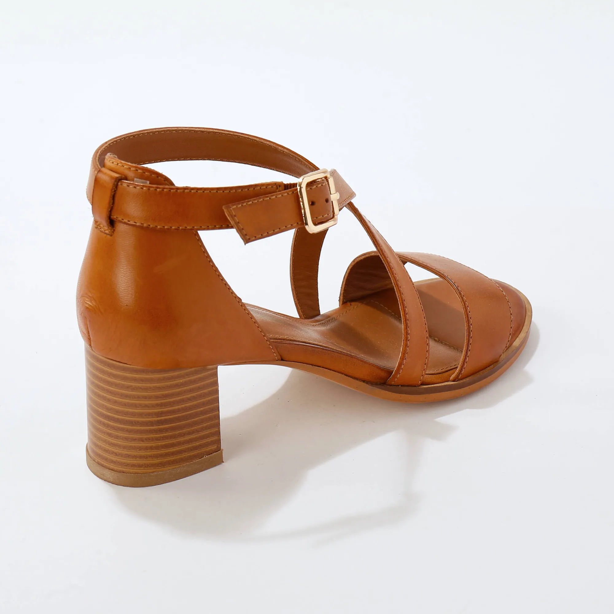 Sandalen En Espadrilles|Schoenen<Blancheporte Leren sandalen met hak bruin