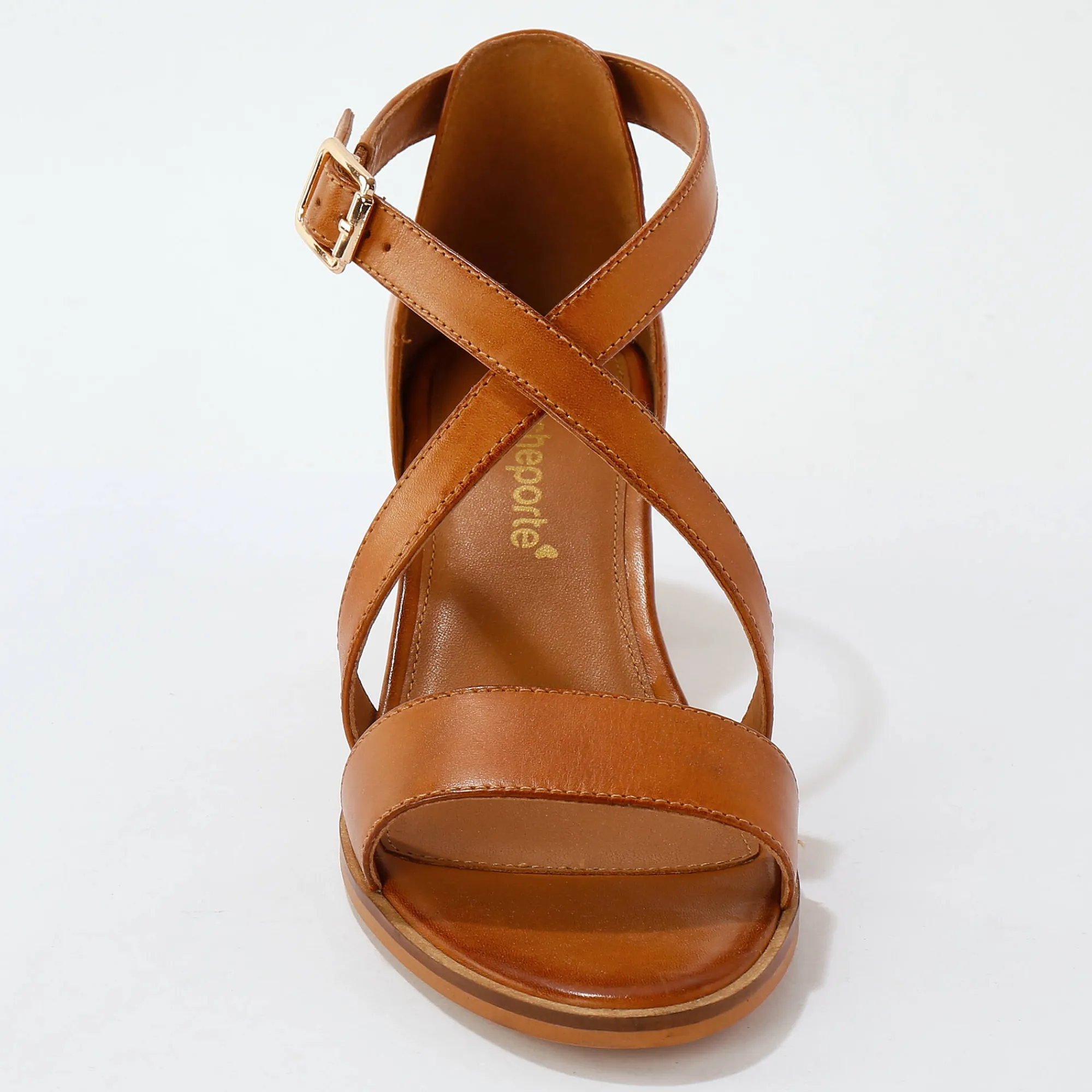 Sandalen En Espadrilles|Schoenen<Blancheporte Leren sandalen met hak bruin
