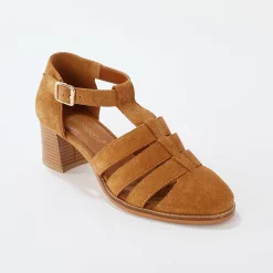 Sandalen En Espadrilles|Schoenen<Blancheporte Leren sandalen met hak beige