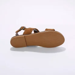 Sandalen En Espadrilles|Schoenen<Blancheporte Leren sandalen met pompons karamel
