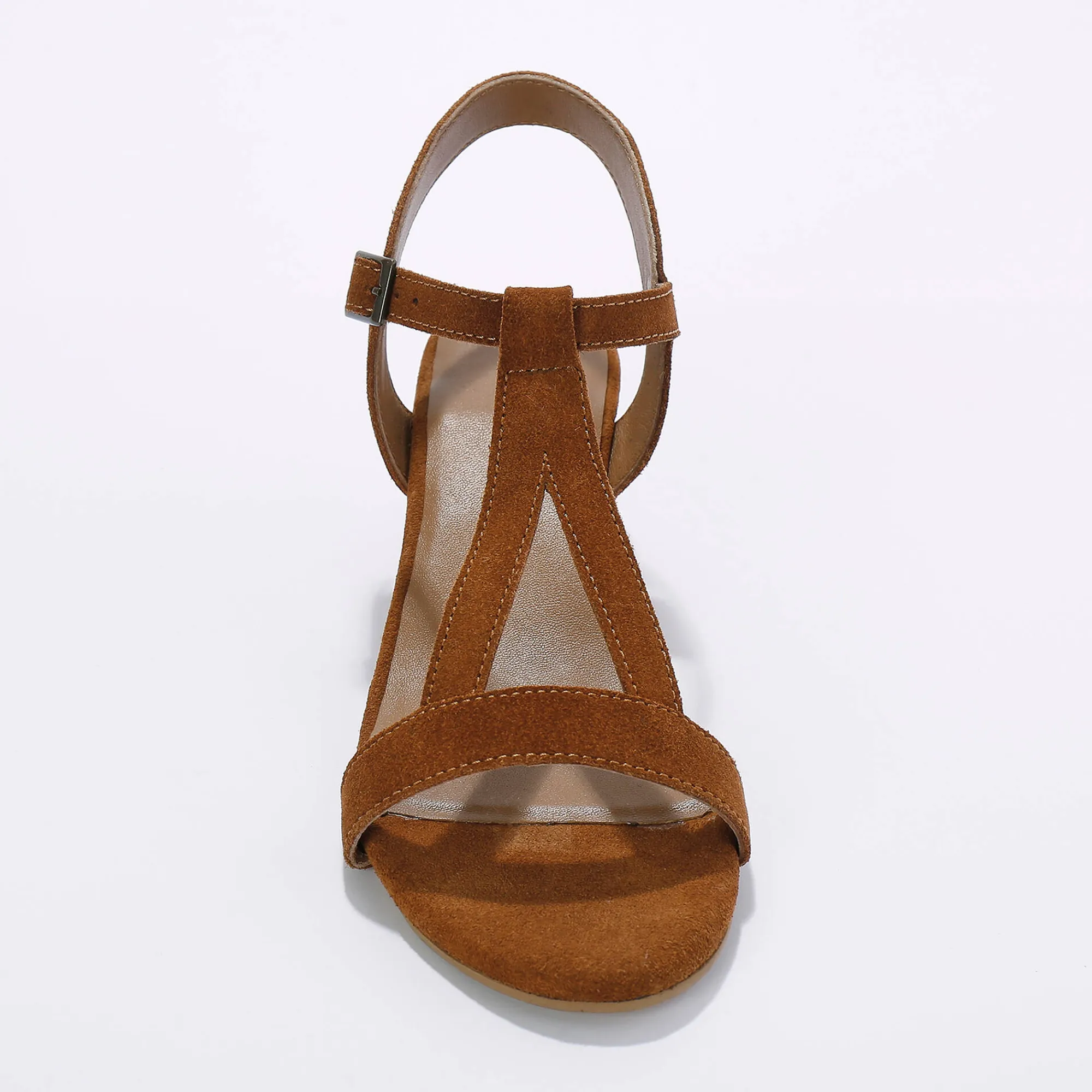 Sandalen En Espadrilles|Schoenen<Blancheporte Leren sandalen met riempjes en hak, LWG-gecertificeerd karamel